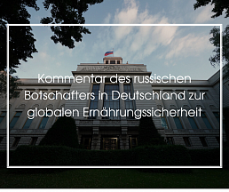 Kommentar des russischen Botschafters in Deutschland, S.E. Herrn Sergej J. Netschajew, zur globalen Ernährungssicherheit